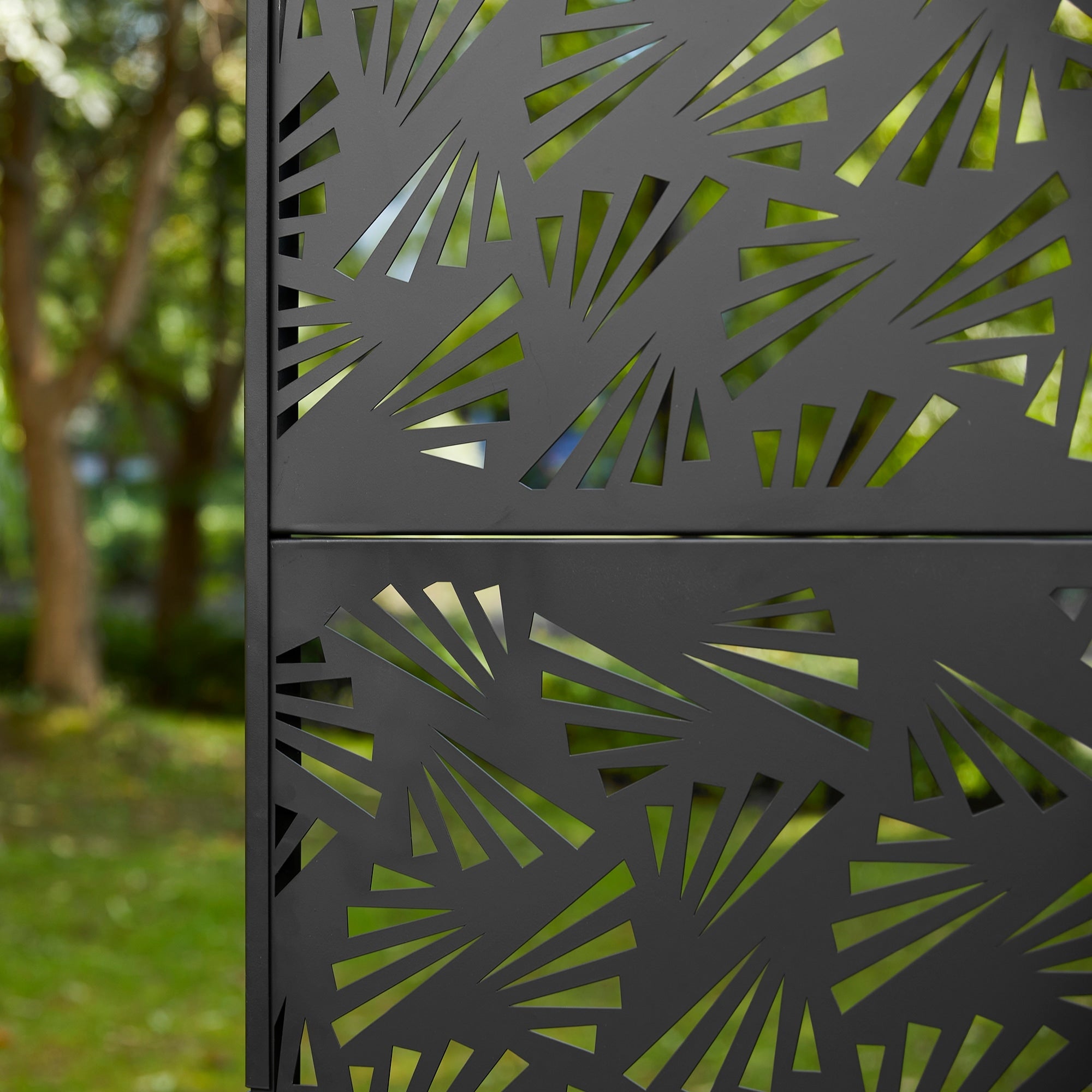 Glitzhome Écran de séparation de pièce, pare-brise à 3 panneaux, motif floral galvanisé, 6 pieds