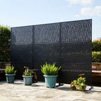 Glitzhome Écran de séparation de pièce, pare-brise à 3 panneaux, motif floral galvanisé, 6 pieds