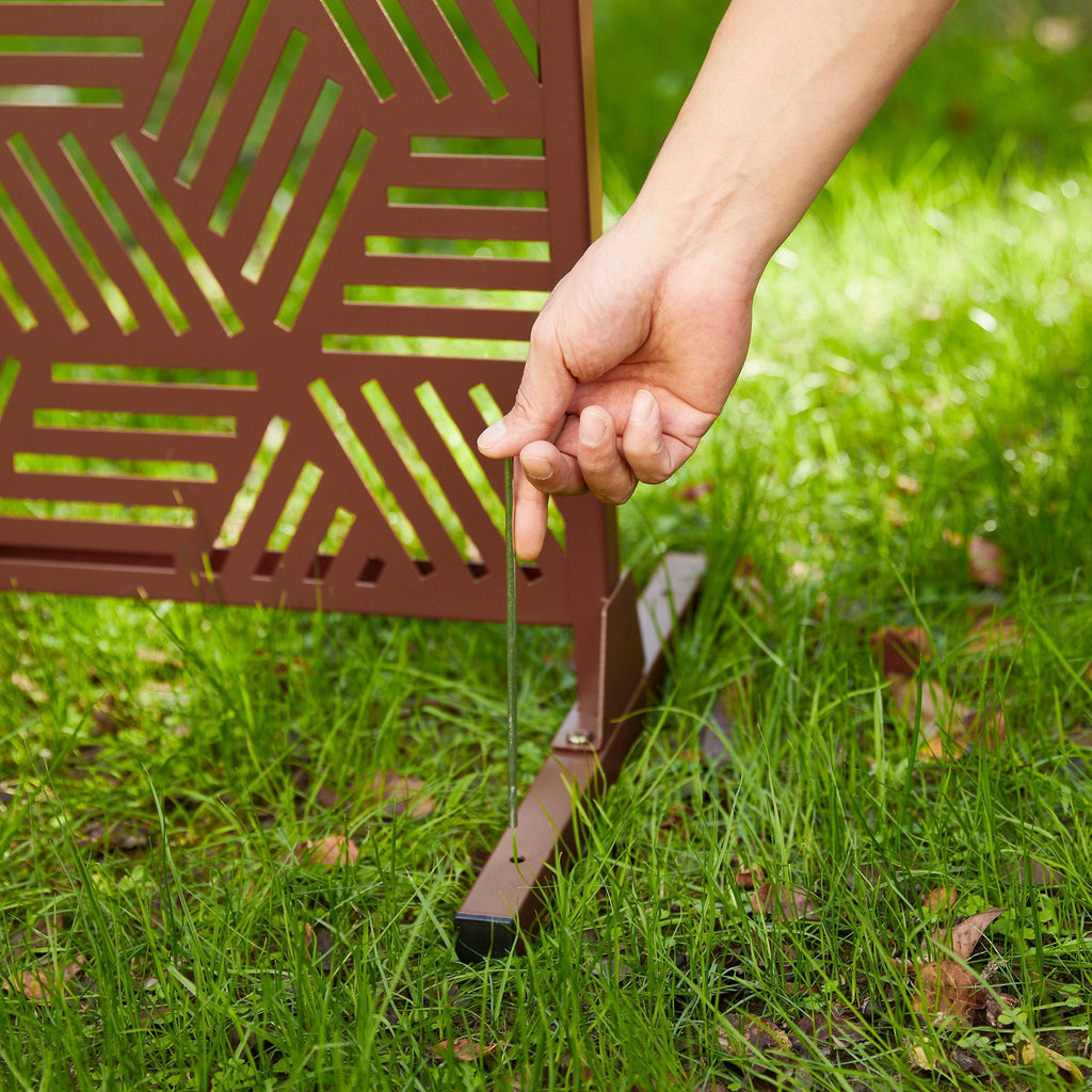 Glitzhome Écran de séparation de pièce, pare-brise à 3 panneaux, motif floral galvanisé, 6 pieds