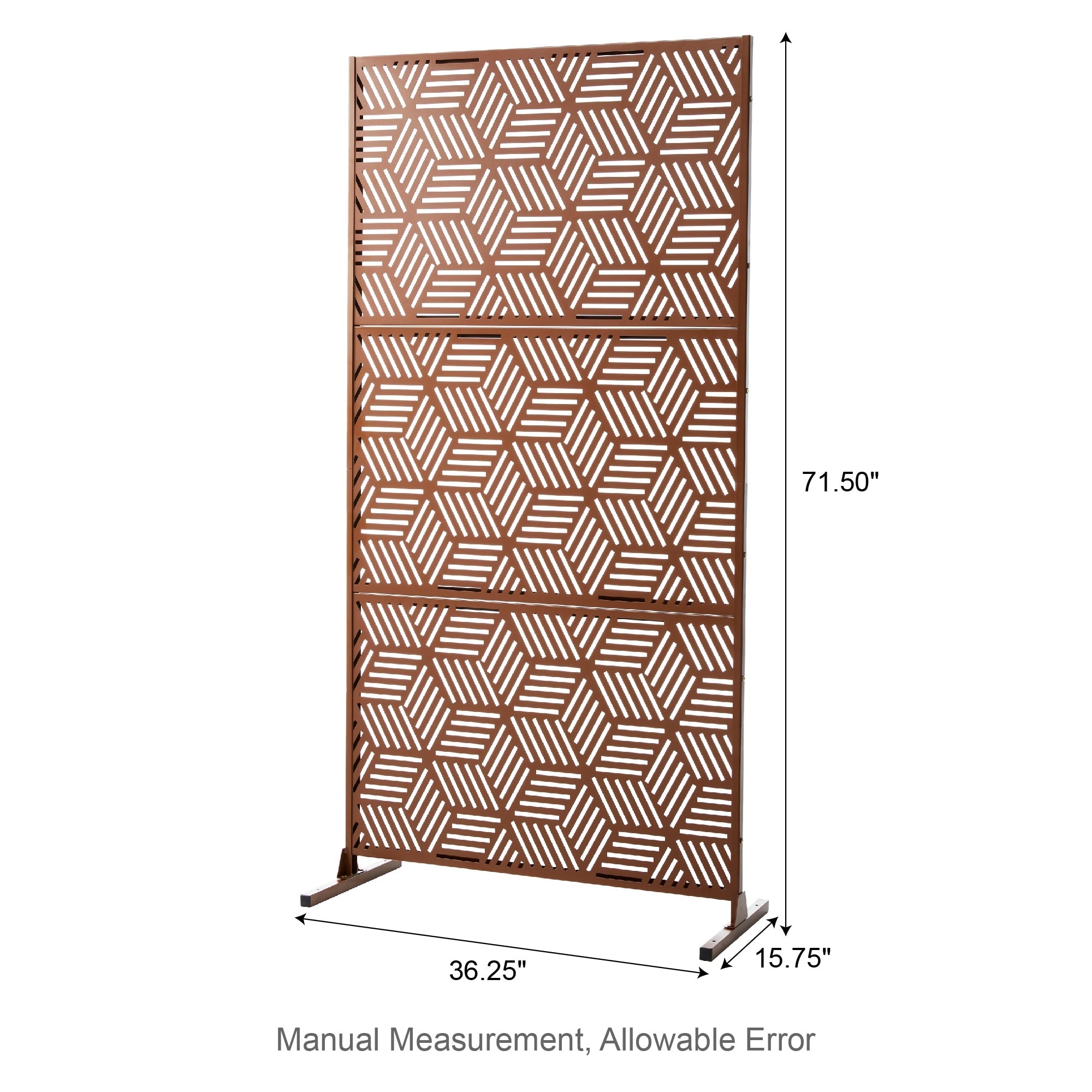Glitzhome Écran de séparation de pièce, pare-brise à 3 panneaux, motif floral galvanisé, 6 pieds