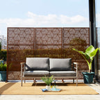 Glitzhome Écran de séparation de pièce, pare-brise à 3 panneaux, motif floral galvanisé, 6 pieds