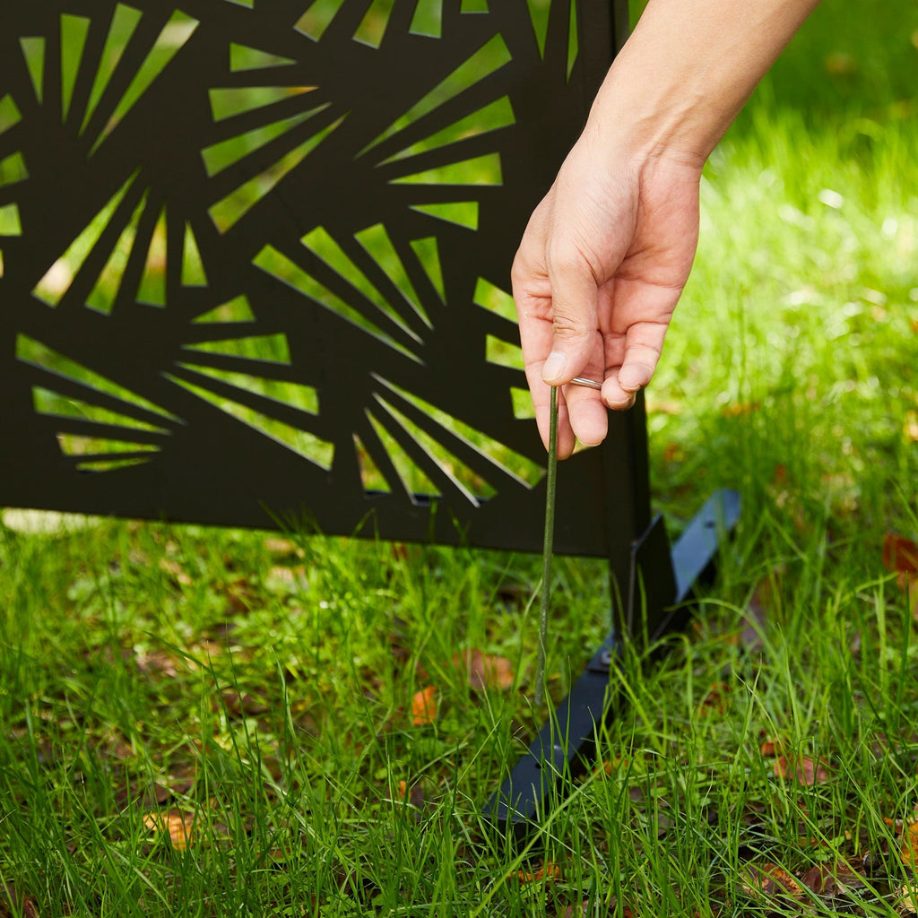 Glitzhome Écran de séparation de pièce, pare-brise à 3 panneaux, motif floral galvanisé, 6 pieds