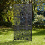 Glitzhome Écran de séparation de pièce, pare-brise à 3 panneaux, motif floral galvanisé, 6 pieds