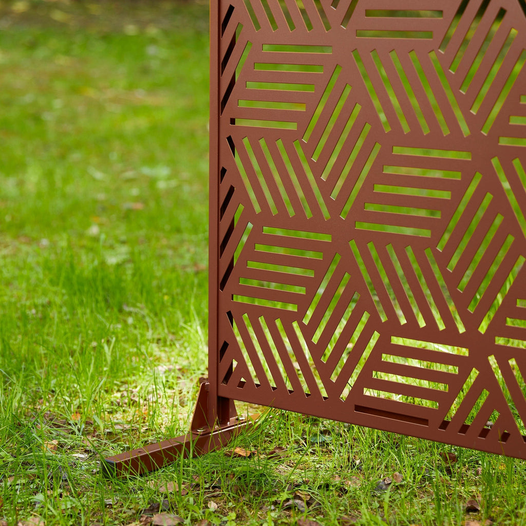 Glitzhome Écran de séparation de pièce, pare-brise à 3 panneaux, motif floral galvanisé, 6 pieds