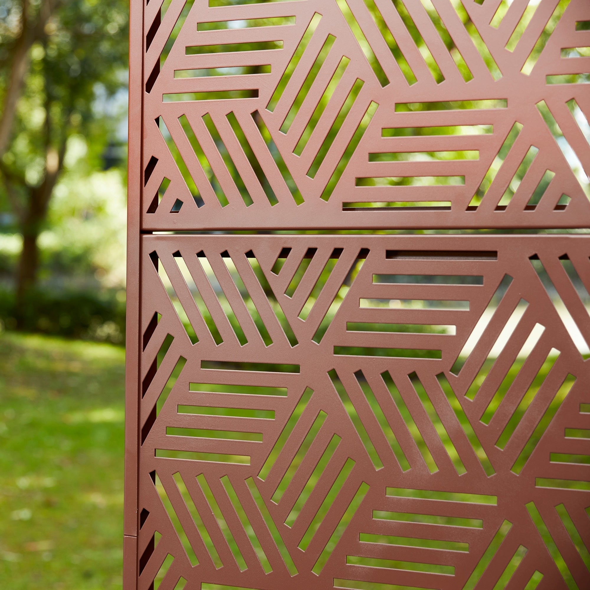 Glitzhome Écran de séparation de pièce, pare-brise à 3 panneaux, motif floral galvanisé, 6 pieds