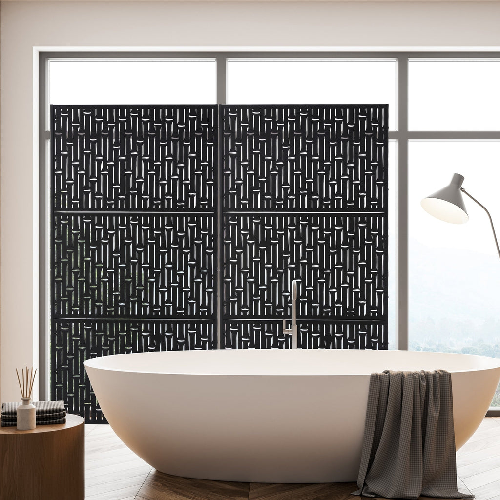 Glitzhome Écran de séparation de pièce, pare-brise à 3 panneaux, motif floral galvanisé, 6 pieds