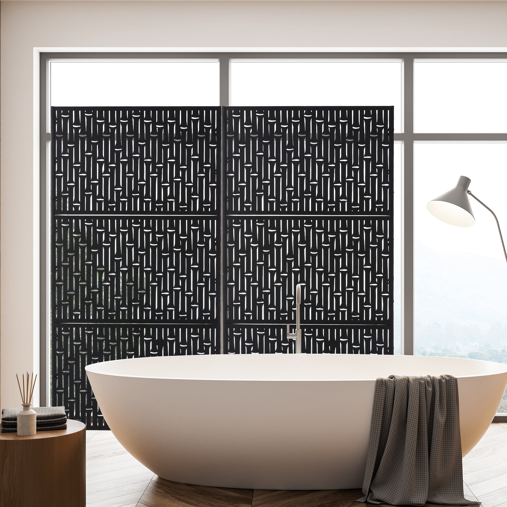 Glitzhome Écran de séparation de pièce, pare-brise à 3 panneaux, motif floral galvanisé, 6 pieds