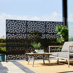 Glitzhome Écran de séparation de pièce, pare-brise à 3 panneaux, motif floral galvanisé, 6 pieds