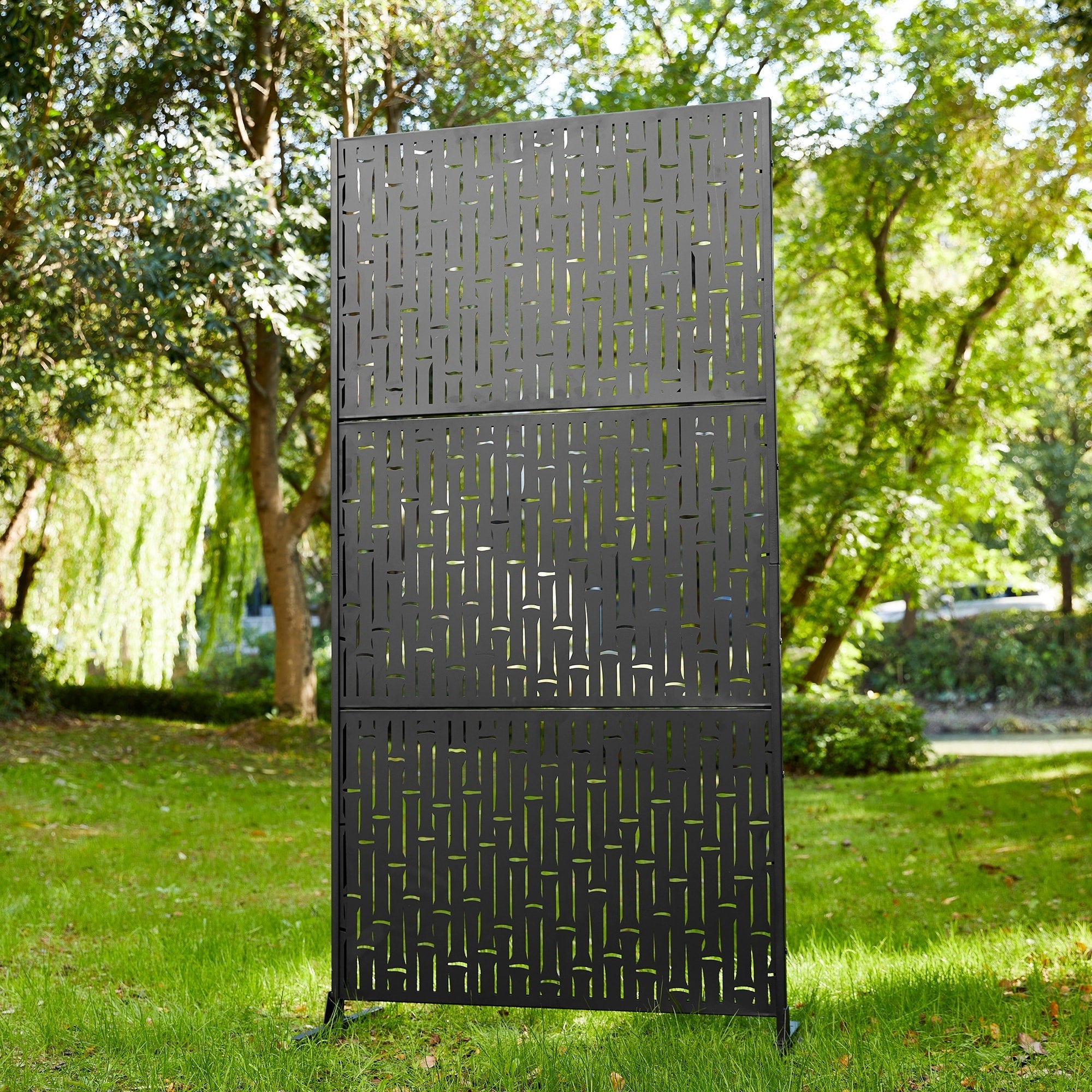 Glitzhome Écran de séparation de pièce, pare-brise à 3 panneaux, motif floral galvanisé, 6 pieds