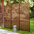 Glitzhome Écran de séparation de pièce, pare-brise à 3 panneaux, motif floral galvanisé, 6 pieds