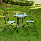 Ensemble bistro pliant en métal d'extérieur Glitzhome, 3 pièces : table et chaises de patio