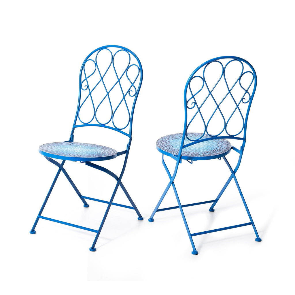 Ensemble bistro pliant en métal d'extérieur Glitzhome, 3 pièces : table et chaises de patio