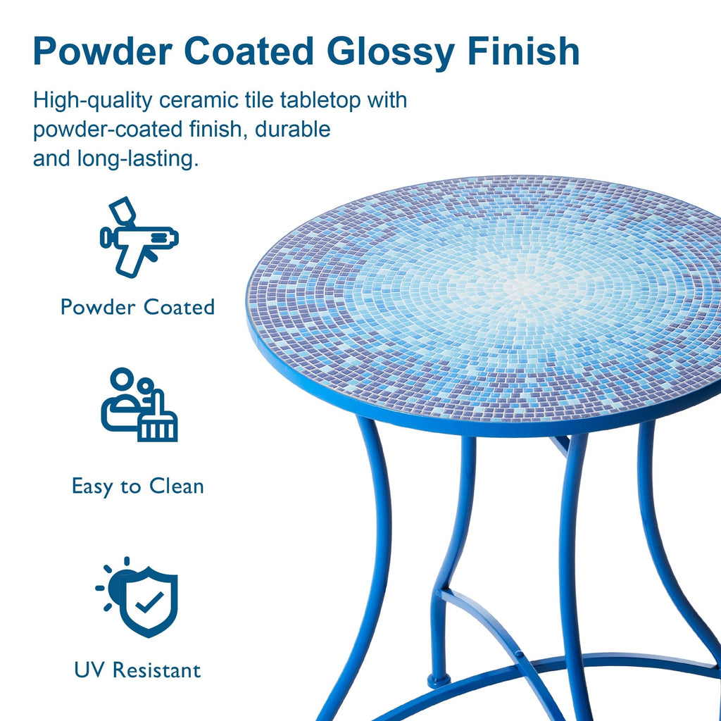 Ensemble bistro pliant en métal d'extérieur Glitzhome, 3 pièces : table et chaises de patio