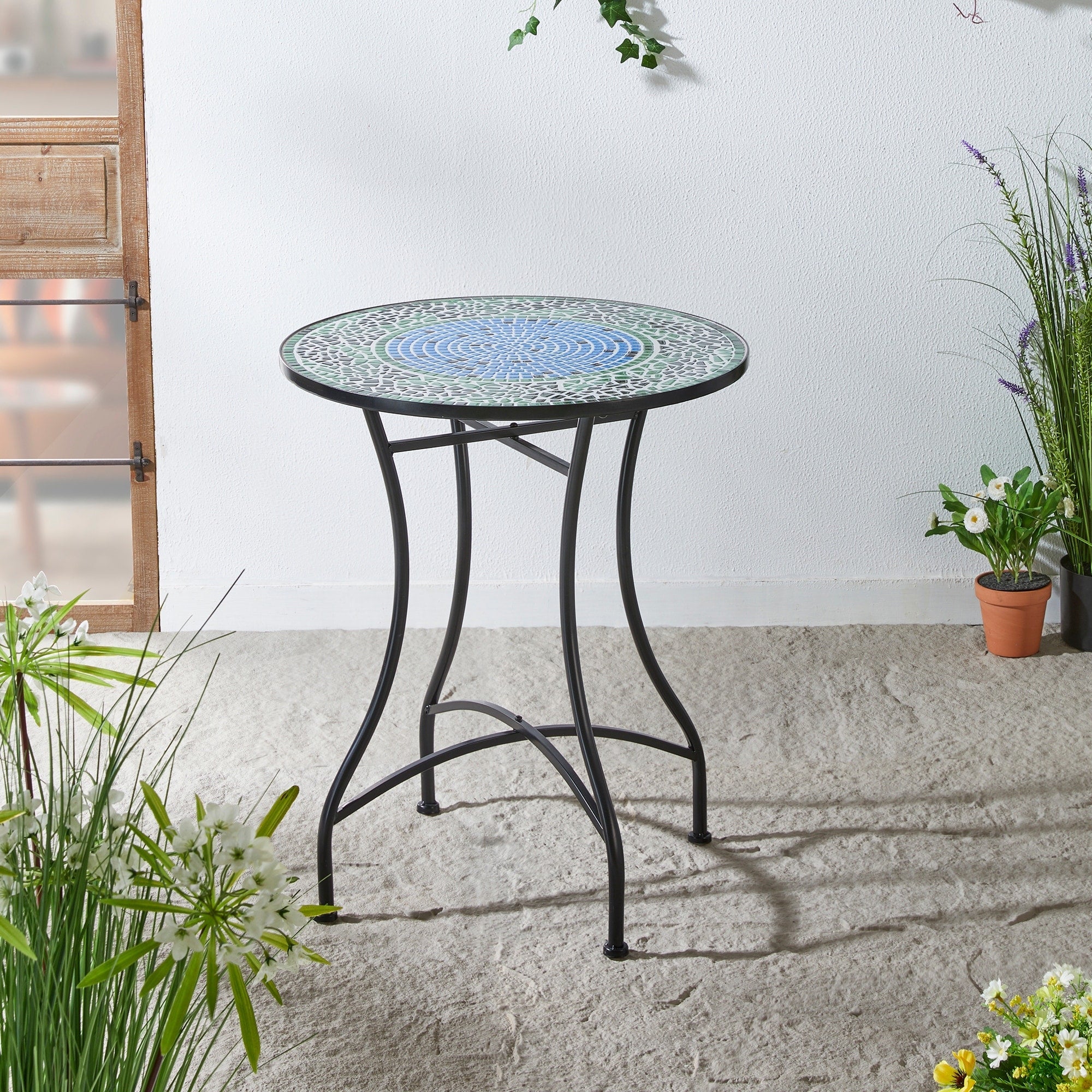Ensemble bistro pliant en métal d'extérieur Glitzhome, 3 pièces : table et chaises de patio