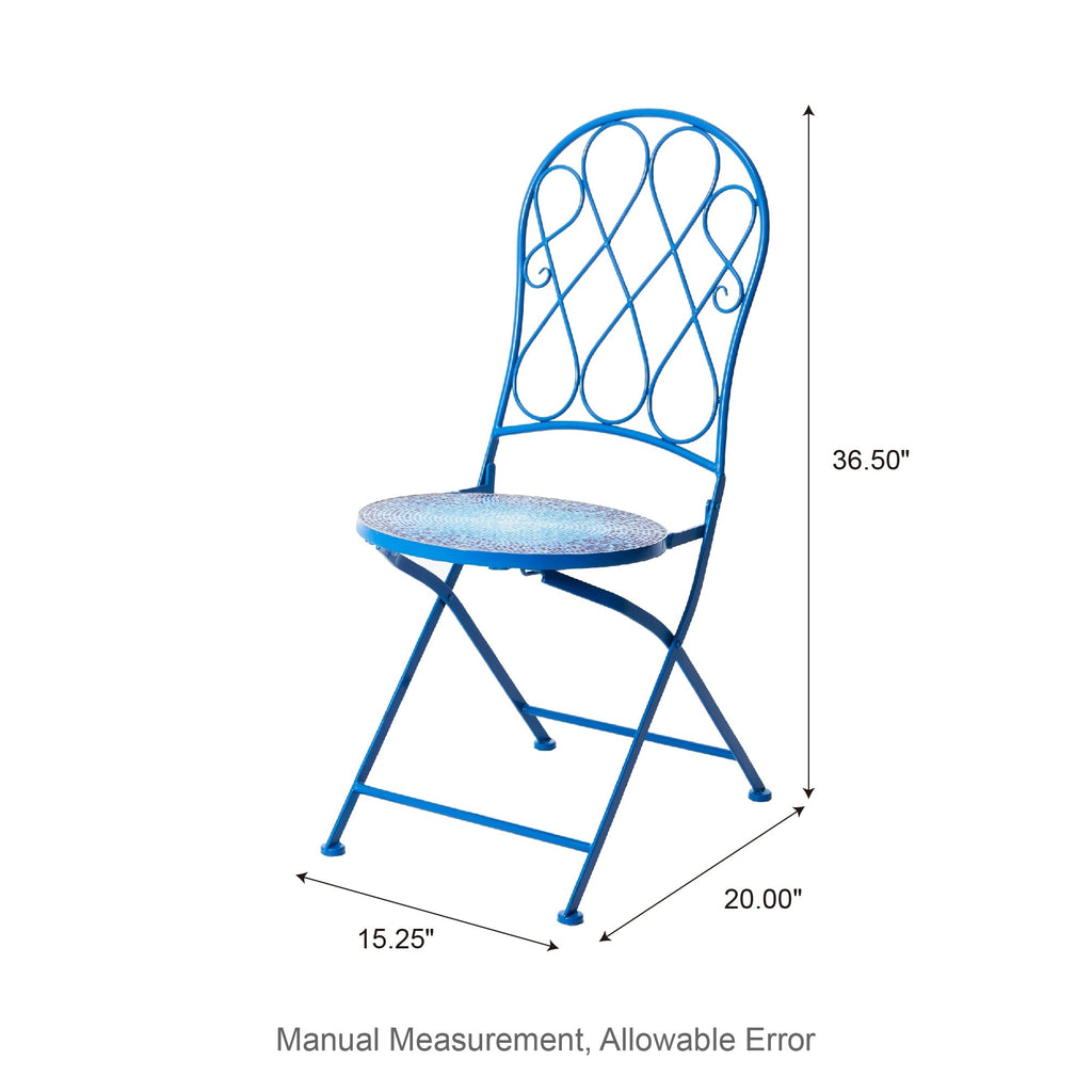 Ensemble bistro pliant en métal d'extérieur Glitzhome, 3 pièces : table et chaises de patio
