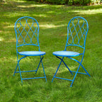 Ensemble bistro pliant en métal d'extérieur Glitzhome, 3 pièces : table et chaises de patio