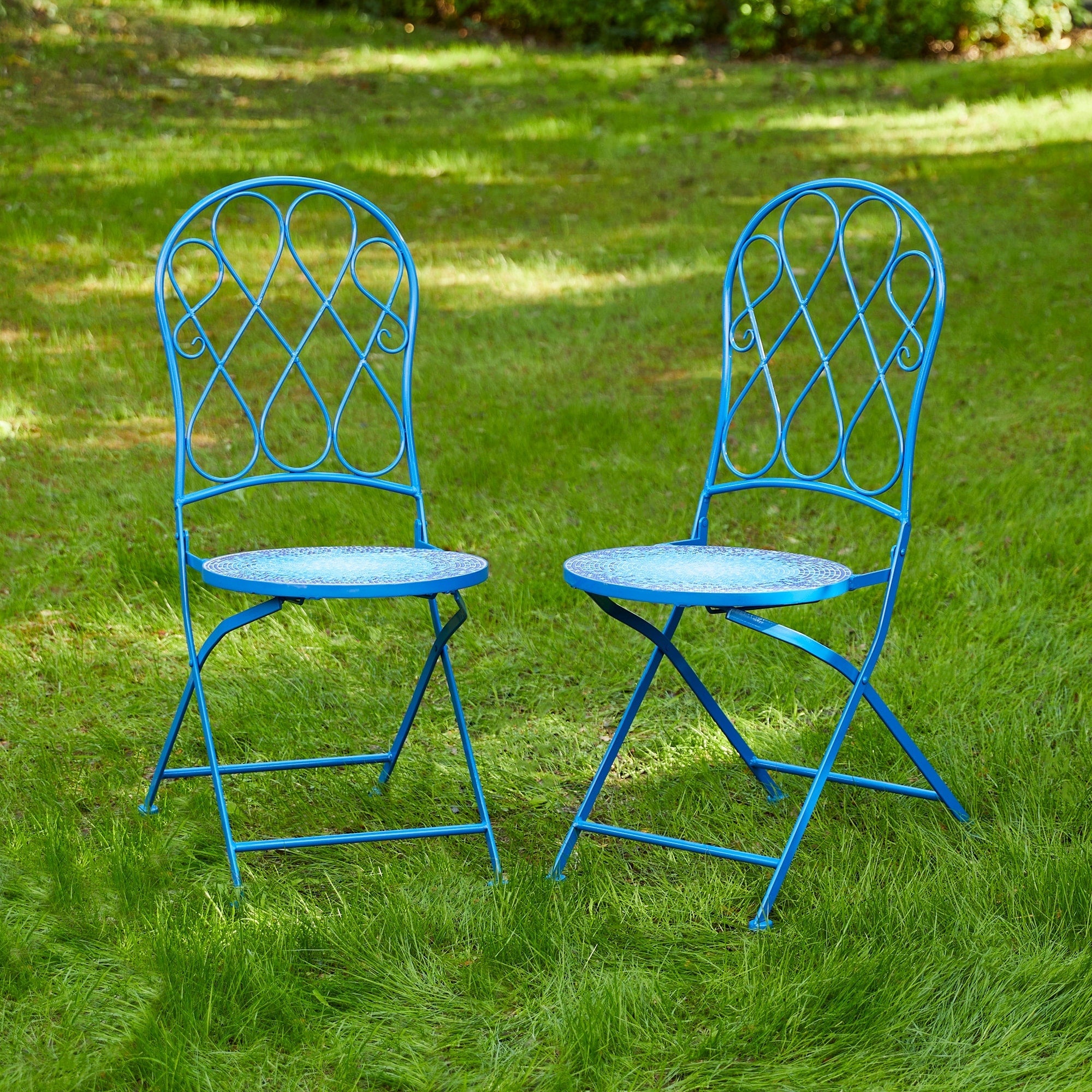 Ensemble bistro pliant en métal d'extérieur Glitzhome, 3 pièces : table et chaises de patio