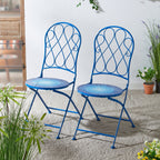 Ensemble bistro pliant en métal d'extérieur Glitzhome, 3 pièces : table et chaises de patio