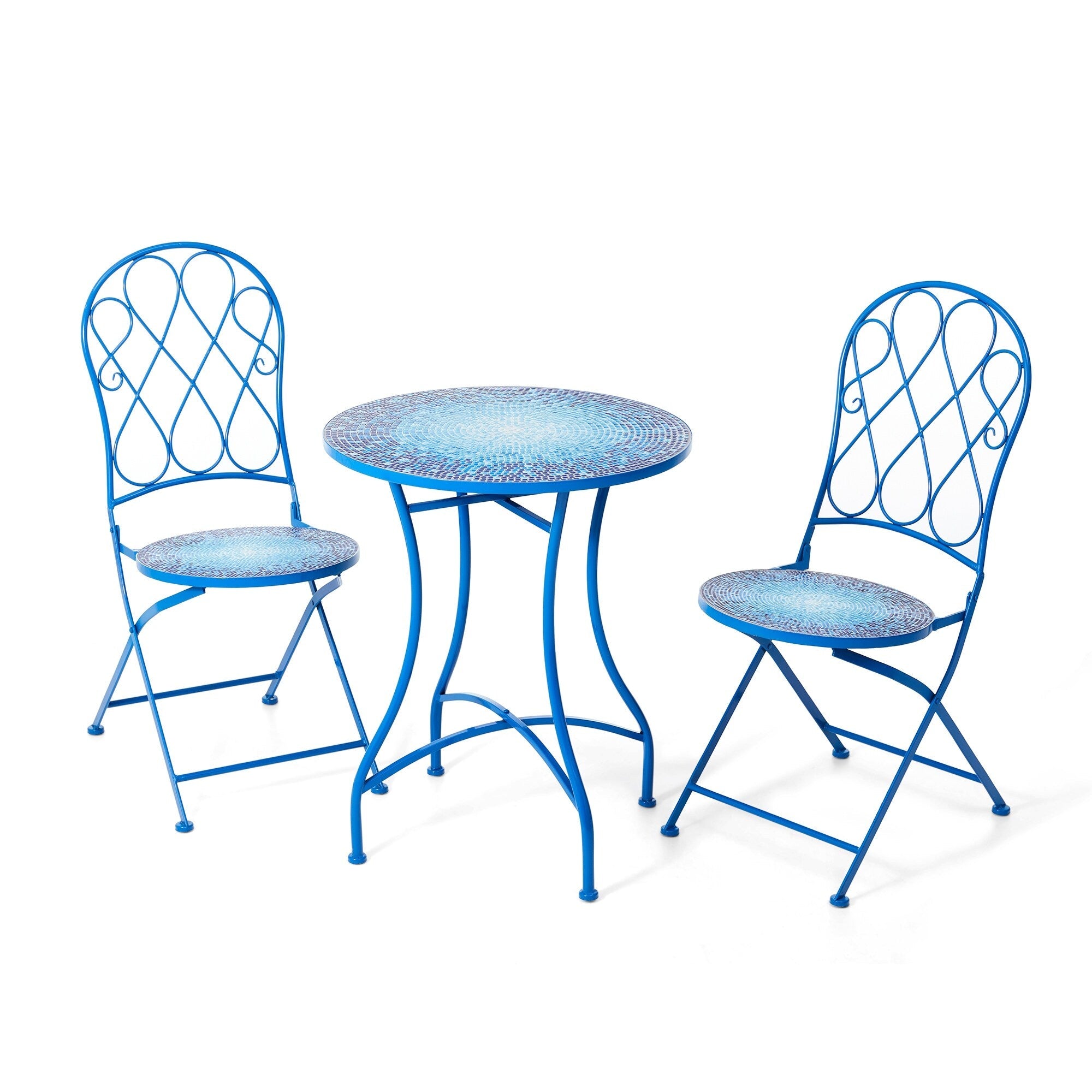 Ensemble bistro pliant en métal d'extérieur Glitzhome, 3 pièces : table et chaises de patio
