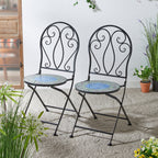 Ensemble bistro pliant en métal d'extérieur Glitzhome, 3 pièces : table et chaises de patio