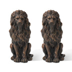 Glitzhome MGO - Lot de 2 statues de lions gardiens majestueux assis, pour porche, sculpture d'extérieur et d'intérieur