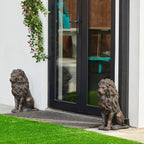 Glitzhome MGO - Lot de 2 statues de lions gardiens majestueux assis, pour porche, sculpture d'extérieur et d'intérieur