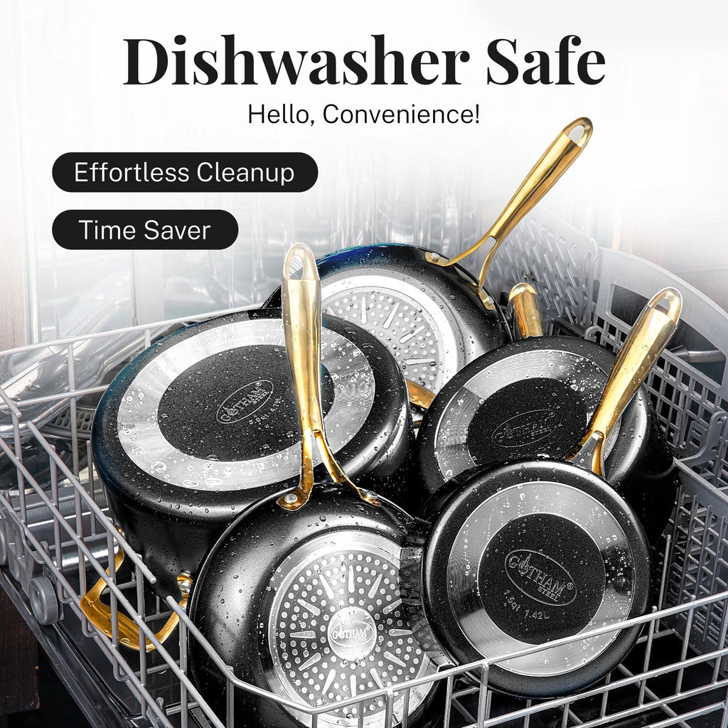 Gotham Steel Ensemble de 15 pièces de casseroles et poêles noires ultra antiadhésives en céramique avec ustensiles