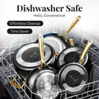 Gotham Steel Ensemble de 15 pièces de casseroles et poêles noires ultra antiadhésives en céramique avec ustensiles