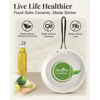 Gotham Steel Cream Ensemble de 12 pièces de casseroles et poêles ultra antiadhésives en céramique avec poignées Stay Cool