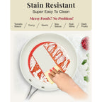 Gotham Steel Cream Ensemble de 12 pièces de casseroles et poêles ultra antiadhésives en céramique avec poignées Stay Cool