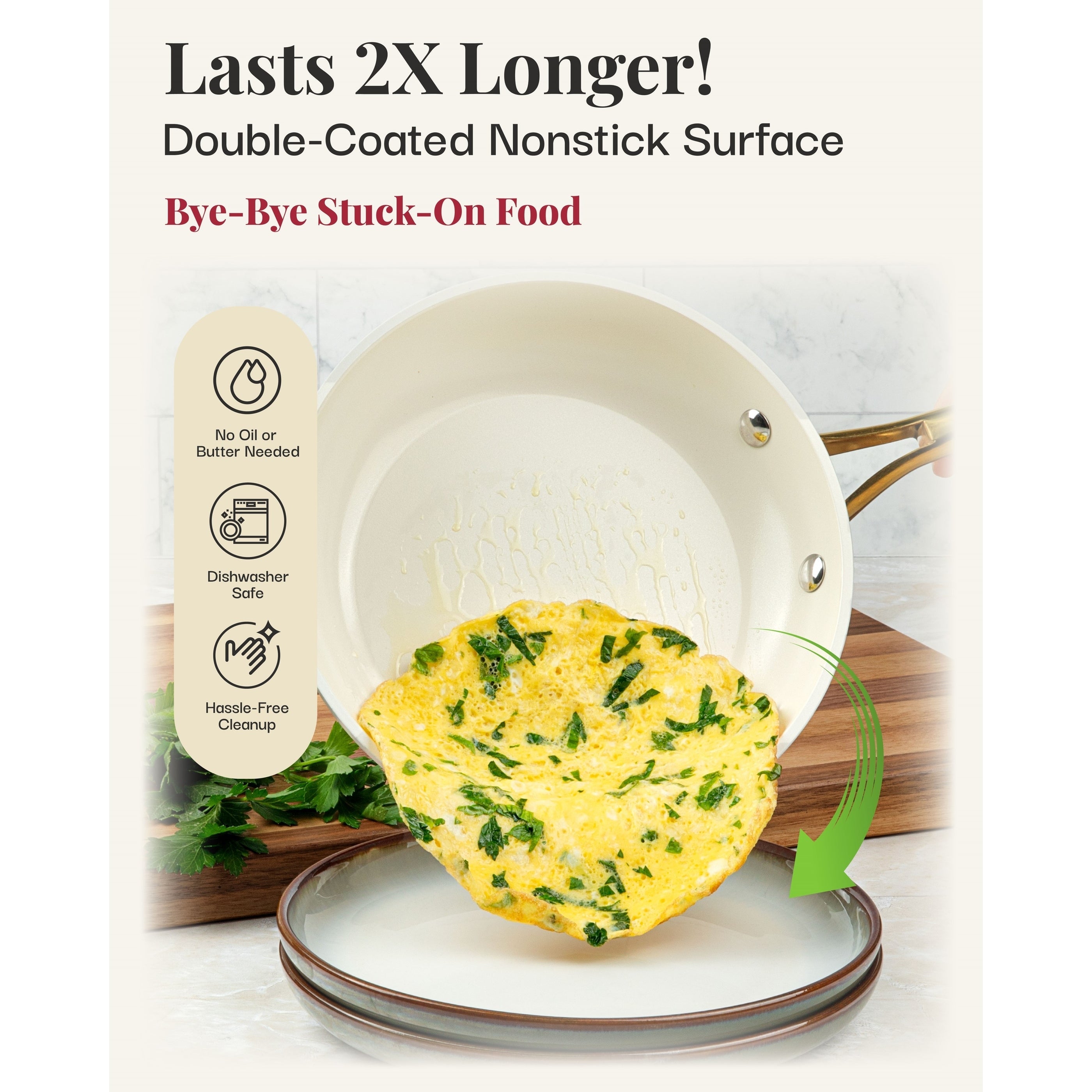 Gotham Steel Ensemble de 15 pièces de casseroles et poêles en céramique ultra antiadhésive couleur crème avec ustensiles