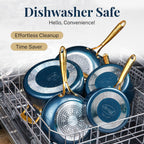 Ensemble de casseroles et poêles antiadhésives Gotham Steel crème/bleu marine, 12 pièces