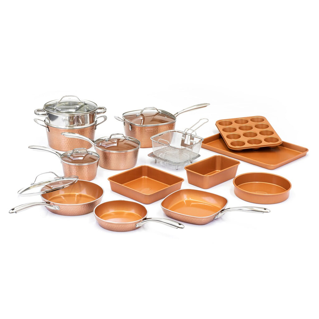 Ensemble de 20 pièces de batterie de cuisine antiadhésive Gotham Steel à revêtement martelé