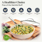 Ensemble de casseroles et poêles Gotham Steel Hammered Cream 15 pièces, revêtement céramique ultra antiadhésif, avec ustensiles.