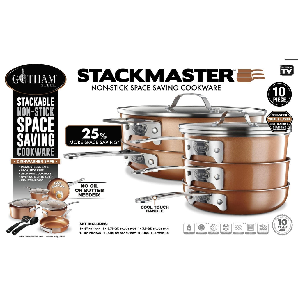 Ensemble de casseroles et poêles antiadhésives Gotham Steel, 10 pièces, cuivre