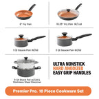 Ensemble de cuisine Gotham Steel Pro Premier en acier anodisé dur, 10 pièces, antiadhésif.