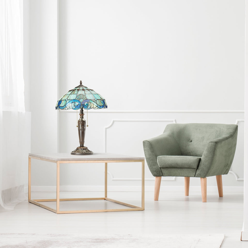 Gracewood Hollow Asdreni Lampe Tiffany en verre dépoli de 50,8 cm - 35,5 L x 35,5 l x 51,5 H (cm)