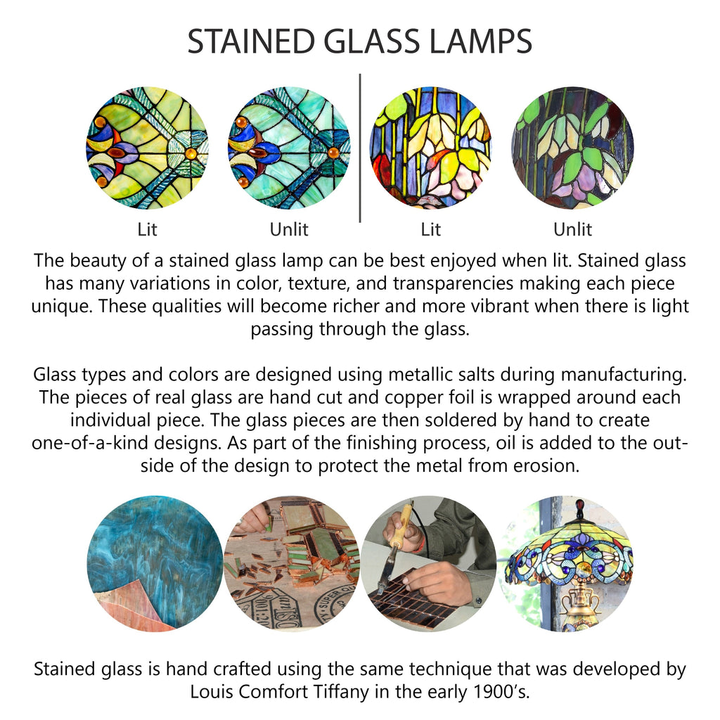 Gracewood Hollow Asdreni Lampe Tiffany en verre dépoli de 50,8 cm - 35,5 L x 35,5 l x 51,5 H (cm)