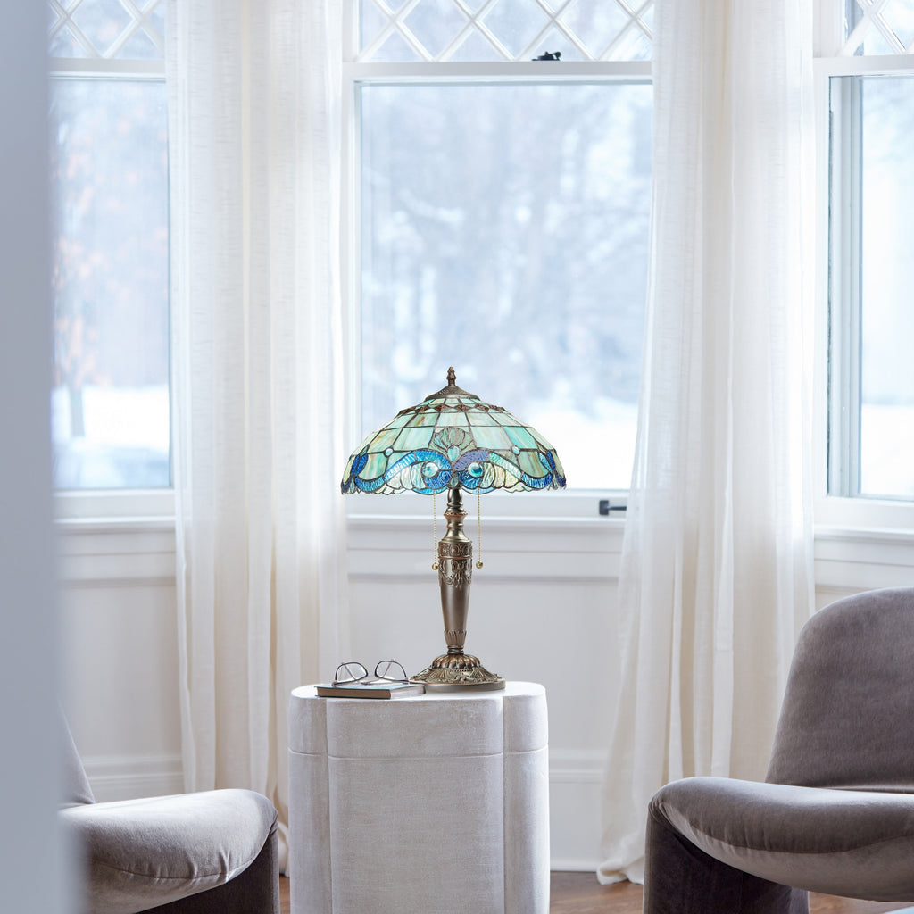 Gracewood Hollow Asdreni Lampe Tiffany en verre dépoli de 50,8 cm - 35,5 L x 35,5 l x 51,5 H (cm)