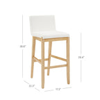 Tabouret de bar moderne Gracie, chaise rembourrée en bouclette et pieds en bois brossé
