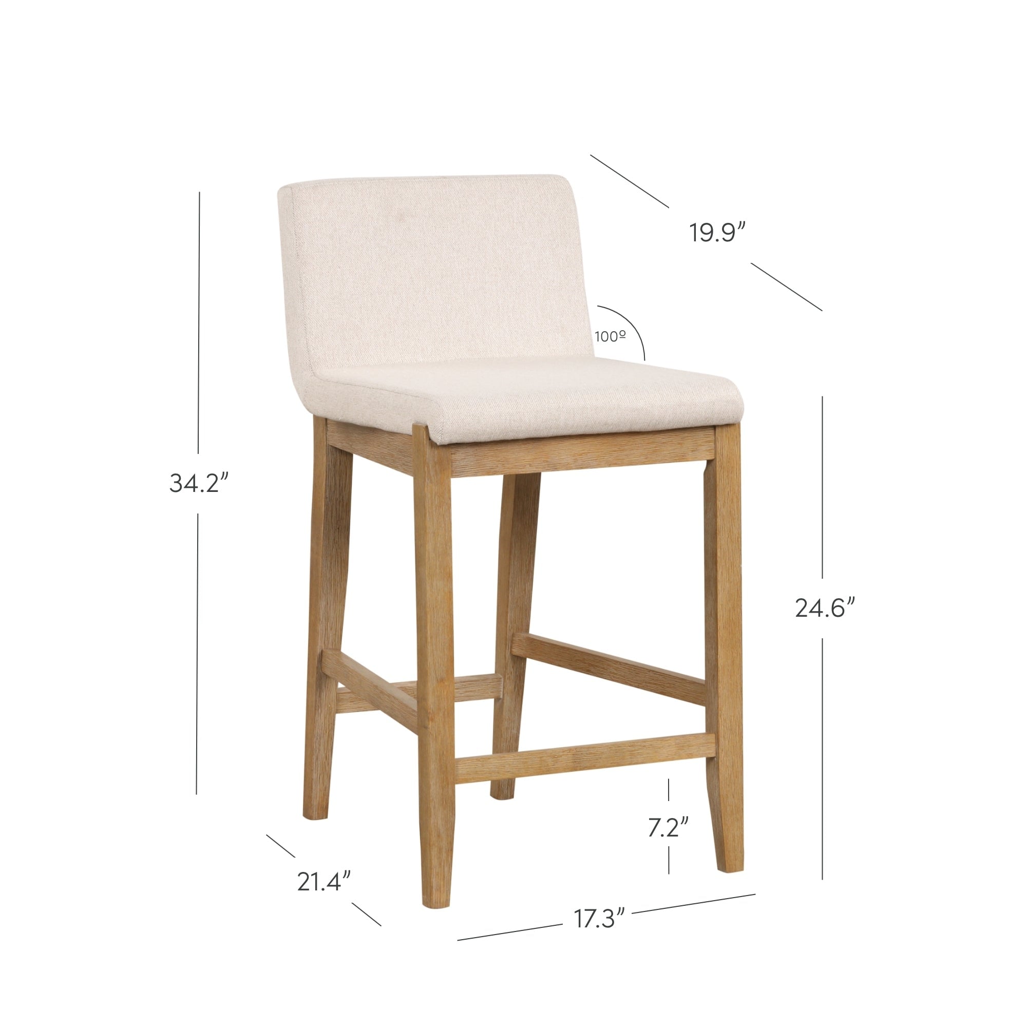 Tabouret de bar moderne Gracie, chaise rembourrée en bouclette et pieds en bois brossé