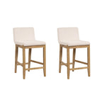 Tabouret de bar moderne Gracie, chaise rembourrée en bouclette et pieds en bois brossé