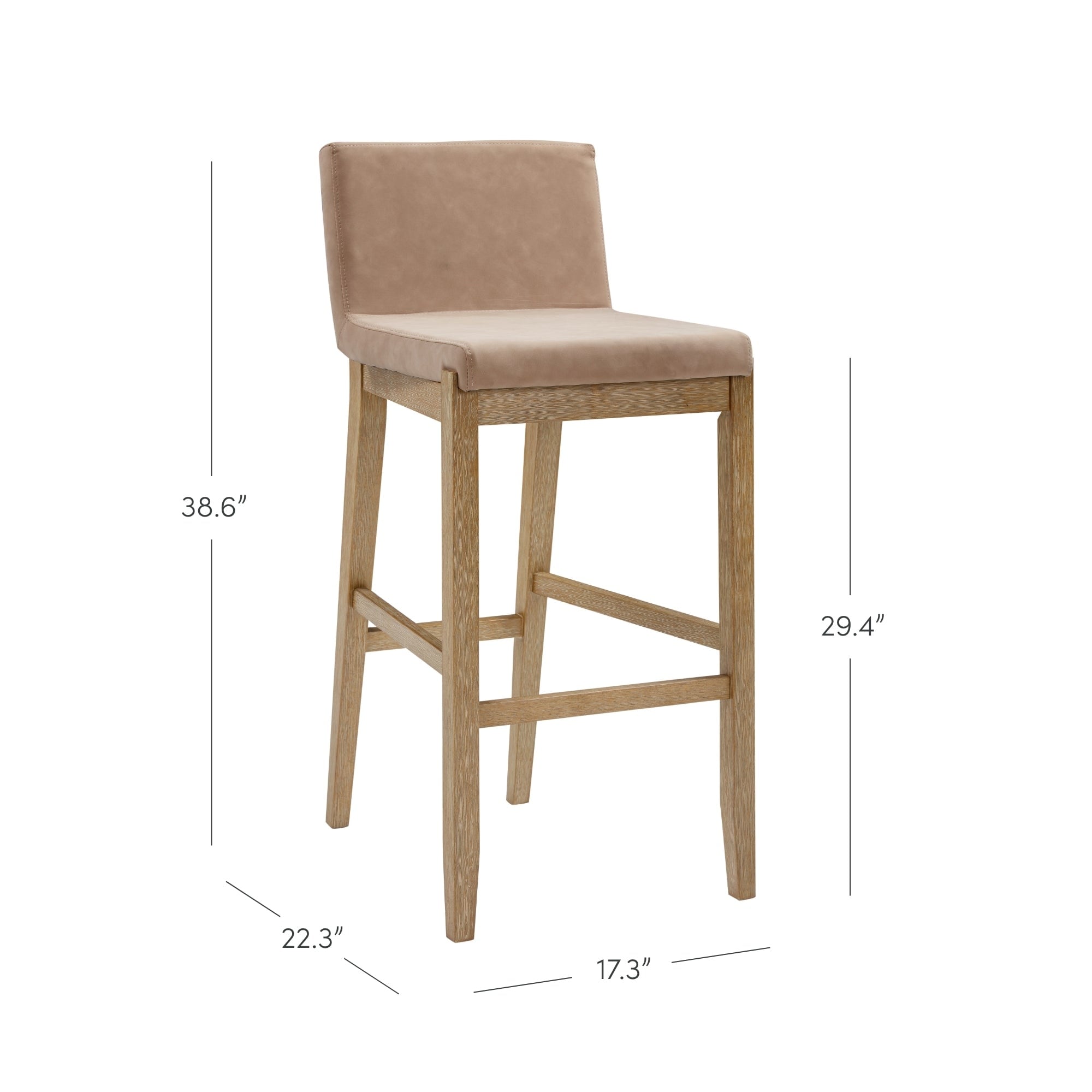 Tabouret de bar moderne Gracie, chaise rembourrée en bouclette et pieds en bois brossé
