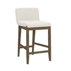 Tabouret de bar moderne Gracie, chaise rembourrée en bouclette et pieds en bois brossé