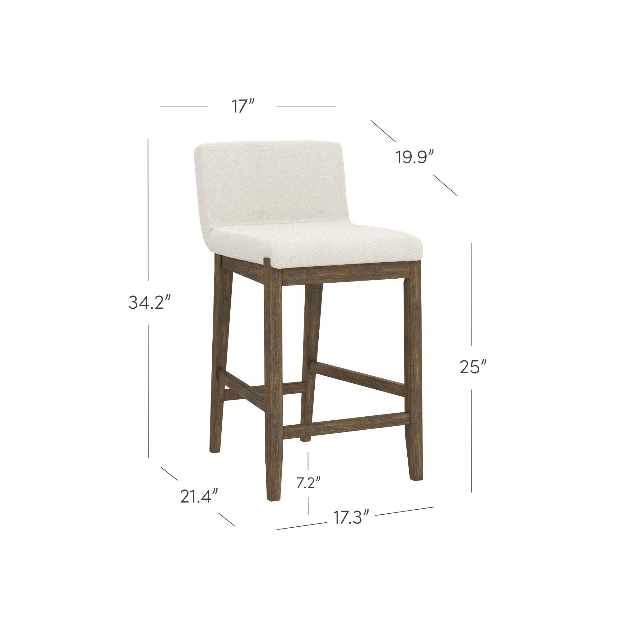 Tabouret de bar moderne Gracie, chaise rembourrée en bouclette et pieds en bois brossé