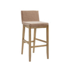 Tabouret de bar moderne Gracie, chaise rembourrée en bouclette et pieds en bois brossé