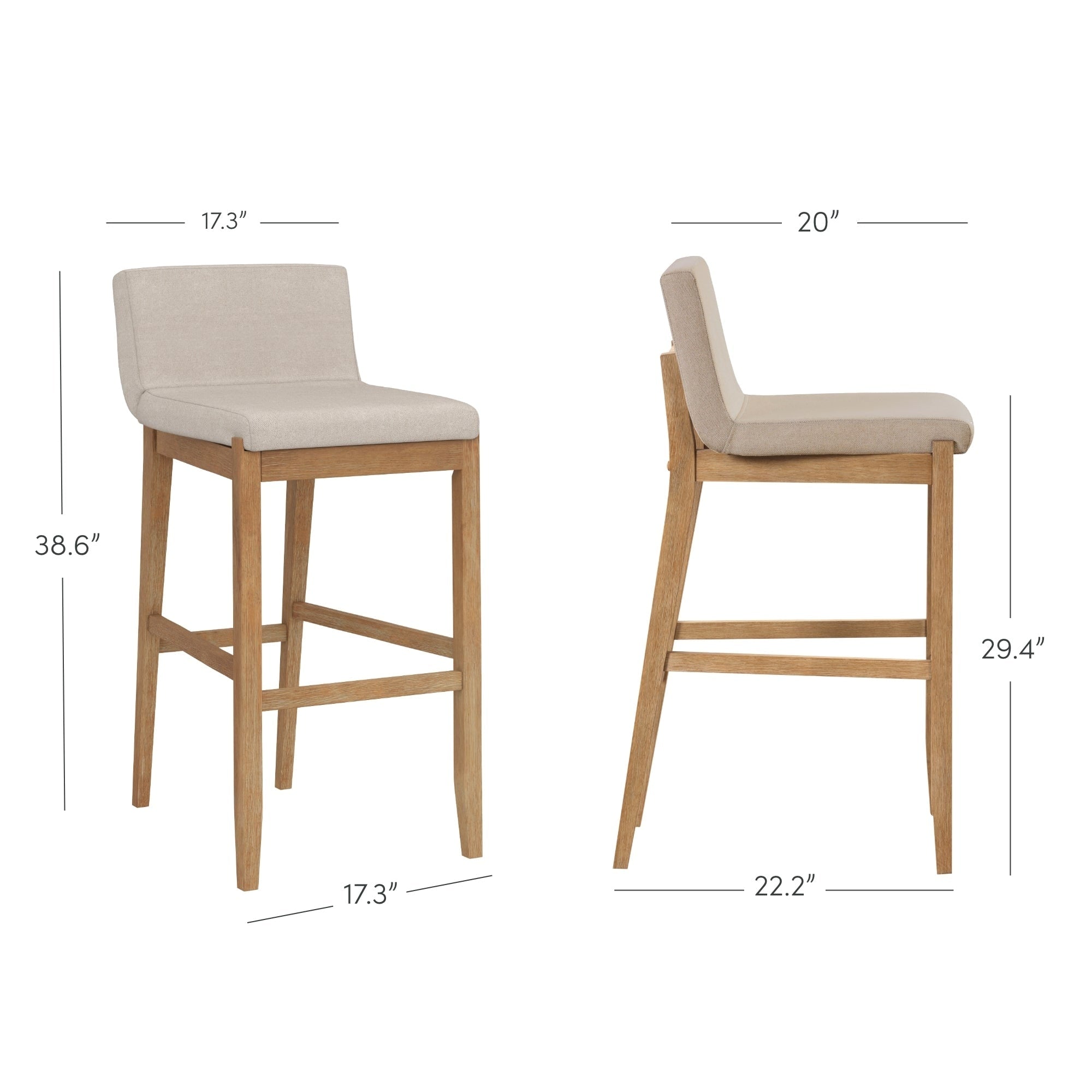Tabouret de bar moderne Gracie, chaise rembourrée en bouclette et pieds en bois brossé