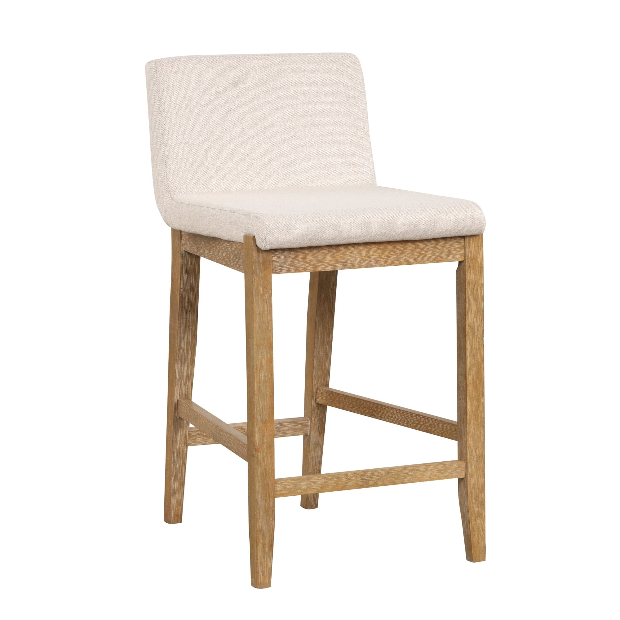 Tabouret de bar moderne Gracie, chaise rembourrée en bouclette et pieds en bois brossé