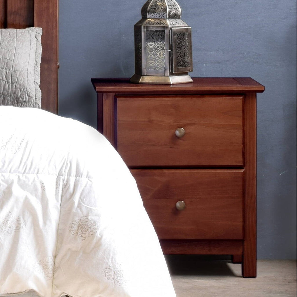 Table de chevet Shaker en bois massif à 2 tiroirs de Grain Wood Furniture