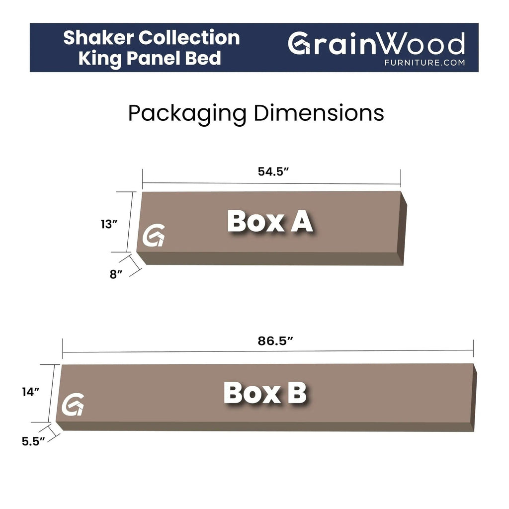 Lit plateforme à panneaux en bois massif de style Shaker, fini bois naturel.